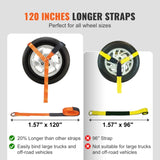 Ratchet Tie Down Straps Kit, 5.08" x 304.8" Tire Straps, 2500kgs Working Load, 11023 LBS Breaking V952-CLJGTJC42X1208QGAV0