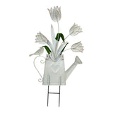 Flowers In Yellow Watering Can Garden Stake 55cm V637-71302FLW