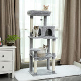 Grey Road Cat Tree Tower Scratching Post Scratcher Cats Condo House Bed 143cm V201-W12900685