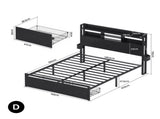Artiss Bed Frame Double with Charging Station Storage Organizer Drawers LED ZAC MBED-D-ZAC-D-BK-AB