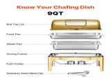 Roll Top Chafing Dish Buffet Complete Set, 9Qt Stainless Steel Chafer with Full Size Pan, Rectangle V952-ZFXQFGK1JTJSEAIBSV0