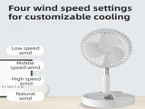 Pink USB Rechargeable Telescopic Folding Fan, Portable Standing & Desktop Quiet Fan with 4 Wind V888-ELOSUNG55640