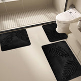 3 Pcs Bathroom Rugs, Leaves Bath Mat Toilet, Soft Comfortable Non-Slip Bathroom Rug Set, Bath V1192-AZ-W-22040