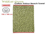 Bedding House Wildcat Green Cotton Velour Beach Towel V442-HIN-TOWEL-WILDCAT-GREEN-RE