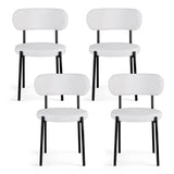 Artiss Dining Chairs Set of 4 Sherpa Boucle White DINC-B-W01-WHX4
