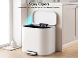 Cefito 20L Trash Bin Steel Pedal Bins Soft Close Kitchen Rubbish Waste Can White RB-20L-1C-WH