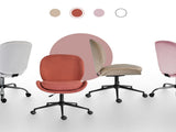 Office Desk Chair - Linen Fabric Armless Swivel Study Seat OVOID EARTHY RED V274-FT-VOC-003BK-RD