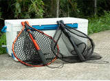 Black High Strength Large Landing Net - Fishing Net with Foldable Handle and Soft Rubber Netting, V888-ELOSUNG36554