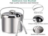 Ice Bucket Ice Bucket Champagne Cooler Ice Cube Container With Tongs And Lid V1263-JX-1975