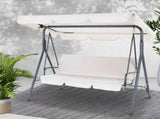 Gardeon Outdoor Swing Chair Garden Chair Bench Furniture Canopy 3 Seater Beige GSC-BST-3S-BE