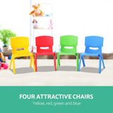 Keezi Kids Chairs Set Plastic Set of 4 Activity Study Chair 50KG KPF-CHAIR-4PC-BRGY