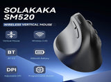 SOLAKAKA SM520 Tri-Mode Vertical Ergonomic Mouse, 24000 DPI Programmable Wireless Vertical V1300-SM520-BLACK