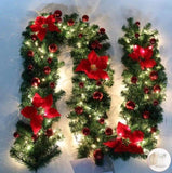 2.7M Christmas Garland with Lights Rattan Artificial Fireplace Wreath Stair Deco V201-W12360744