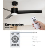 Devanti 52'' Ceiling Fan DC Motor w/Light w/Remote - Black CF-B-52-N2-BK