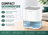 White Mini Quiet Dehumidifier for Bedroom - 1000ml Water Tank Portable Home Moisture Absorber with V888-ELOSUNG53371