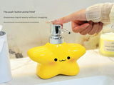 2 pcs Cute Star Shaped Ceramic Soap Dispenser - 400ml Yellow Bathroom Lotion Bottle - Press Pump for V888-ELOSUNG56111