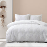 Ardor Lucy White Tufted Detail Quilt Cover Set Double V442-INT-QUILTCS-LUCYTUFTED-WHITE-DS