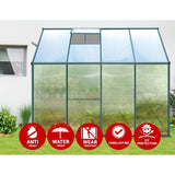 Greenfingers Greenhouse 2.52x1.27x2.13M Lean-to Aluminium Polycarbonate Green House Garden Shed GH-ALU-252X127-GN-AB