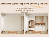 120 X 180 CM Pink Linen-Look Dust Drill-Free Pull-Curtain - Folding Doorless Closet Divider with V888-ELOSUNG42730