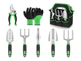 Complete 8-Piece Garden Tool Set with Carry Bag Stainless Steel & Aluminum Tools for Digging, V1107-CS-HYGJ