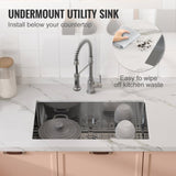 Kitchen Sink, 304 Stainless Steel Drop-In Sinks, Undermount Single Bowl Basin with Accessories V952-QRSSCTXPDCY30ZB7SV0