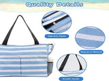 Beach Tote Bag With Zipper, Large Capacity Polyester Tote With 8 Compartments, Foldable Carry Bag V1237-ZY-807-221