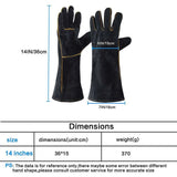 Leather Welding Gloves 932&degF High Temperature Work Gloves For Welding Bbq Kitchen Baking Oven V1188-MS-227-1896
