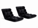 Artiss 2X Lounge Sofa Bed Flannel Fabric Black FLOOR-SBL-M193-S-BKX2