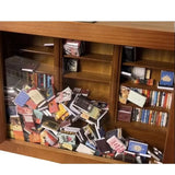 Bookshelf,Stress Reliever,with 200Pcs Miniature Book Match Boxes Display Case Cabinet V1366-AZ2-W-05014