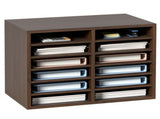 Wood Literature Organizer Adjustable File Sorter 12 Compartments Brown V952-MZWJZLFPJBH12X5B4V0