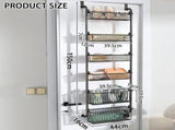 CARLA HOME 6-Tier Over the Door Organizer Heavy-Duty Metal Pantry Rack with Hanging Baskets for Home V178-36341