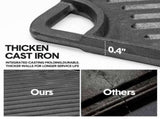 Reversible Cast Iron Griddle Rectangular BBQ Plate 43x24cm Double-Sided Flat Top Griddle Pan and V985-GRILLPRESS