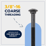 3/8" x 12" Black Carriage Bolt Kit, Grade 307A, Ceramic Coated for Exterior Use, 2X Rust V1258-DP02-F-78