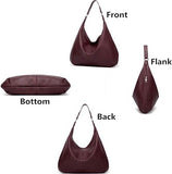 Womens Hobo Shoulder Bag, Vintage PU Leather Large Capacity Tote With Zipper And Adjustable Strap V1237-ZY-807-217