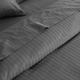 KENSINGTON 1200TC COTTON SHEET SET IN STRIPE-QUEEN - CHARCOAL ABM-202137