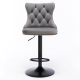 4x Height Adjustable Swivel Bar Stool Velvet Nailhead Barstool with Footrest V226-SW1812GY-2