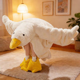 Cartoon Goose Hoodie Blanket Oversized Fleece Onesie for Sleep Lounging and Party - With Shoes& 2XL V1263-JX-8068-5