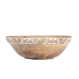 Handcrafted Bowl w Leaf Carving 30cm V637-53621BWL