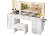 Artiss Dressing Table Vanity Desk Set Stool LED Bulbs White FURNI-L-DRESS08-WH-ABC