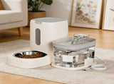 Automatic Cat Feeder and Water 2-in-1 Pet Automatic Fountain Food Bowl Spill-Proof Cat Waterer for V1107-134-35378-GRY
