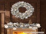Christabelle 61cm Snow Christmas Wreath Colonial with LED Lights Front Door Decoration Ornament 112_NATFC100