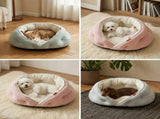 Semi-Enclosed Pet Bed with Plush Comfort and Anti-Slip Base Ideal for Cats and Small to Medium V1341-ZY-R2BJ25BQ-L-PINK