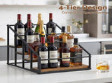 Artiss 4-Tier Wine Rack Tabletop Countertop Wine Bottle Holder 16 Bottles Freestanding Black & Wood FUR-U-WINE-02-16B