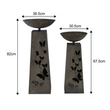 Set 2 Nested Butterfly Pillar Planters w Solar Led Lights 82cm, 68cm V637-27601PLN