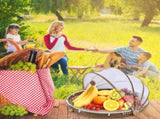 Covered Bamboo Serving Food Tent Basket Hand Woven Round Food Basket with Mesh Cover V1294-YM0715-10347243