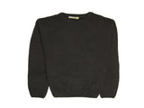 100% SHETLAND RAGG WOOL CREW Round Neck Knit JUMPER Pullover Mens Sweater Knitted - Plain Black V563-SW-CN-FBK-99B-XXL