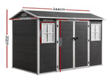 Giantz Garden Shed Resin Outdoor Storage Box 2.44x1.31M Tool Shed Backyard Black SHED-GAB-P-4X8-BK-ABC
