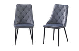 Button Tufted Grey Dining Chairs -Set of 4 V292-CHAIRS-BTNTUFTED-SO2-GREYSEAT-BLACK