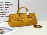 2025 - Euro-american Elegant Lychee Leather Shoulder Bag- Birkin 35-lemon Yellow V1192-D68