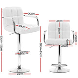 Artiss 4x Bar Stools Leather Gas Lift w/Armrest White BA-K-1055A-WHX4